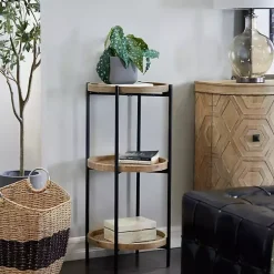 Kirklands Home Wood Mesh Woven 3-Tier Accent Table Brown Discount
