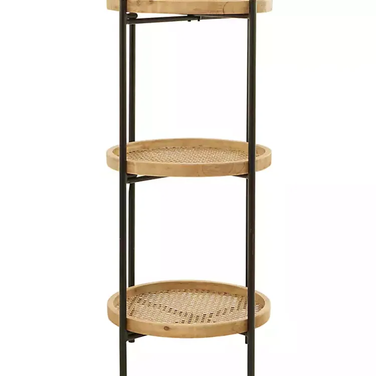 Kirklands Home Wood Mesh Woven 3-Tier Accent Table Brown Discount