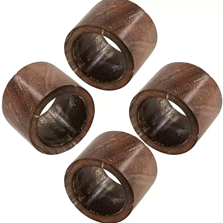 Kirklands Home Wood Napkin Rings, Set of 4 Brown Outlet
