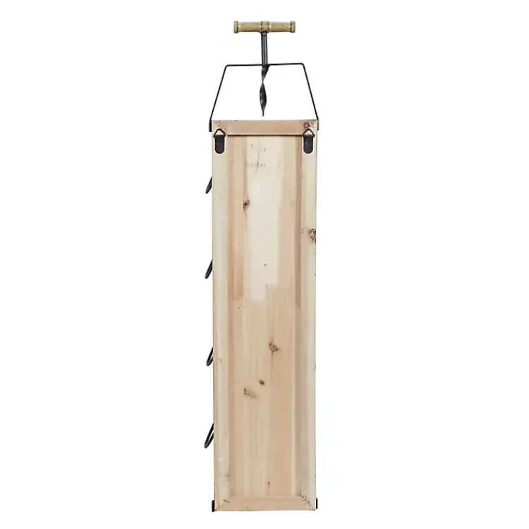 Kirklands Home Wood Panel Black Metal Wine Rack Brown