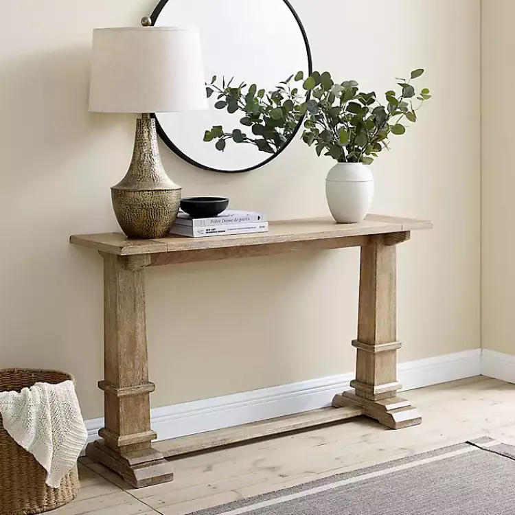 Kirklands Home Brown Wood Pedestal Base Console Table New