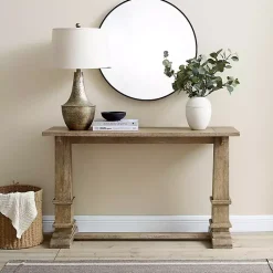Kirklands Home Brown Wood Pedestal Base Console Table New