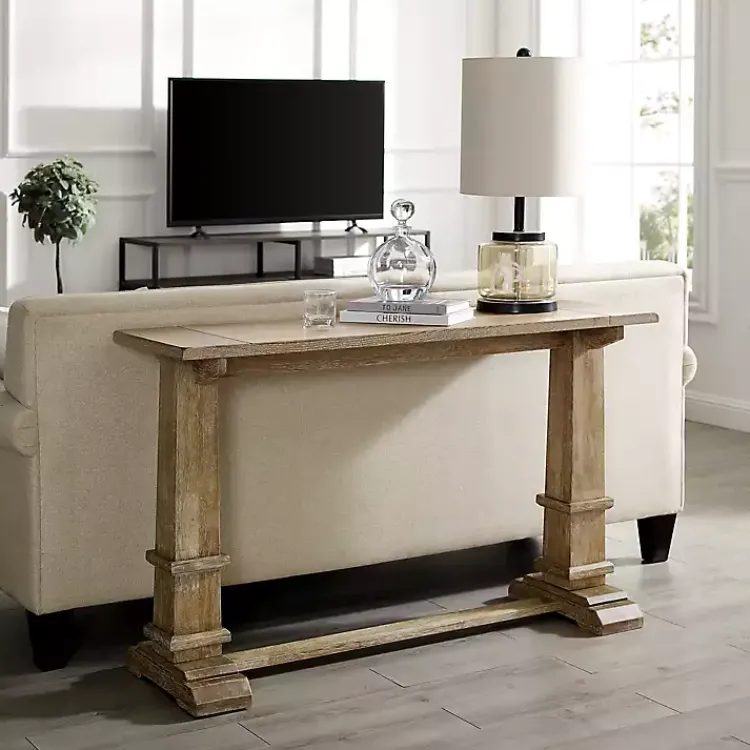 Kirklands Home Brown Wood Pedestal Base Console Table New