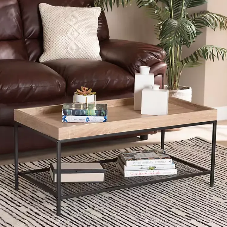 Kirklands Home Wood Raised Edge Coffee Table Brown Online
