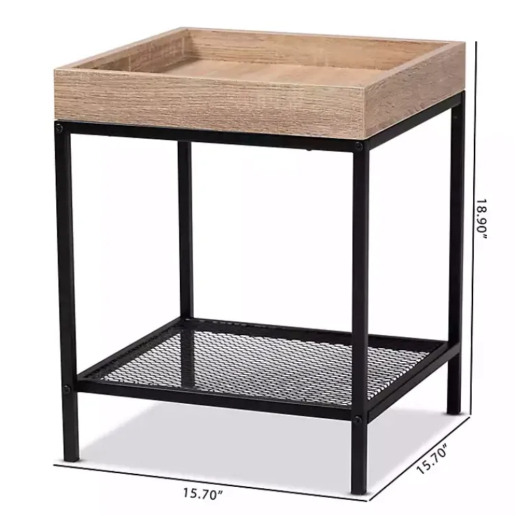 Kirklands Home Wood Raised Edge Side Table Brown