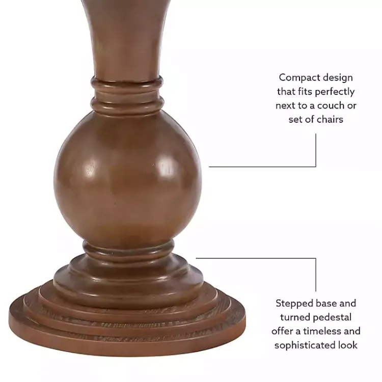 Kirklands Home Wood Round Base Side Table Brown