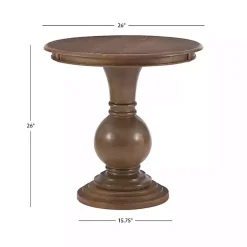 Kirklands Home Wood Round Base Side Table Brown