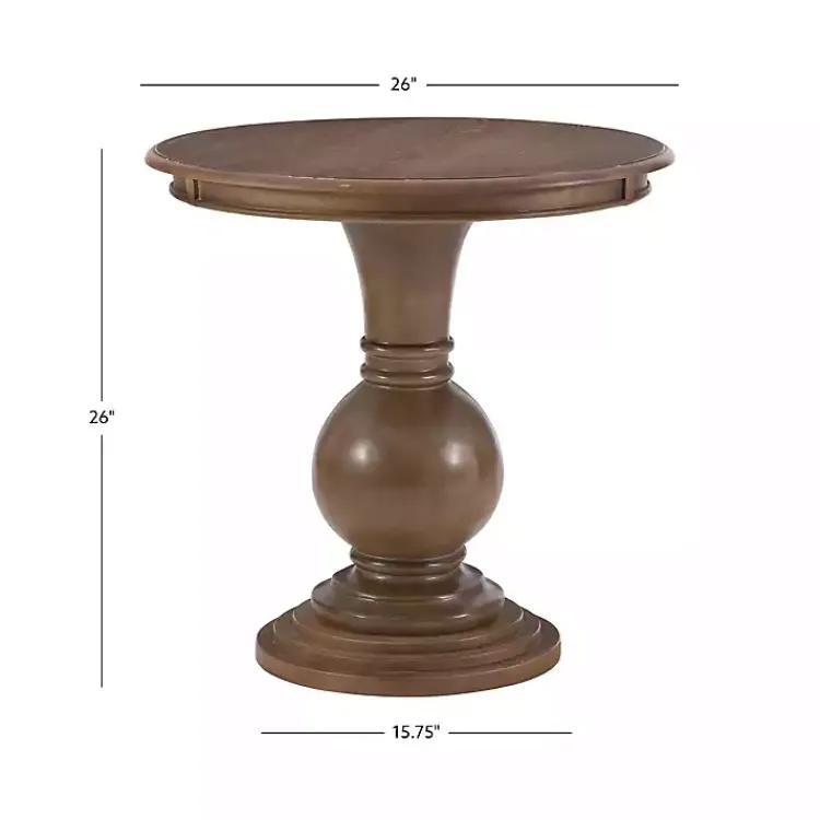 Kirklands Home Wood Round Base Side Table Brown