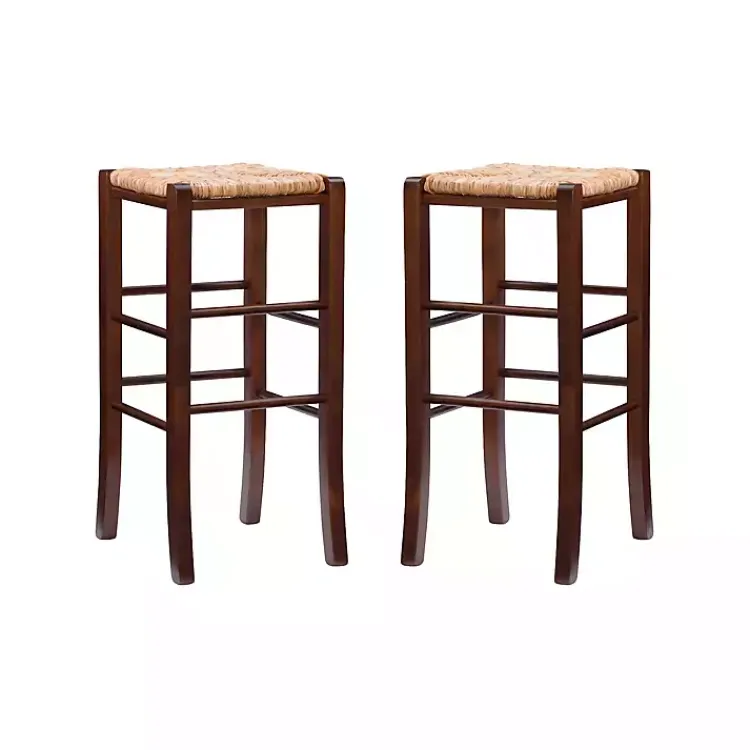 Kirklands Home Wood Seagrass Backless 2-pc. Bar Stool Set Brown Outlet