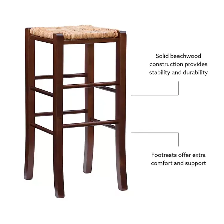 Kirklands Home Wood Seagrass Backless 2-pc. Bar Stool Set Brown Outlet