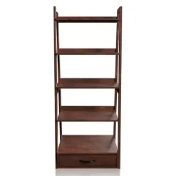 Kirklands Home Wood 5-Shelf Leaning Bookshelf Brown
