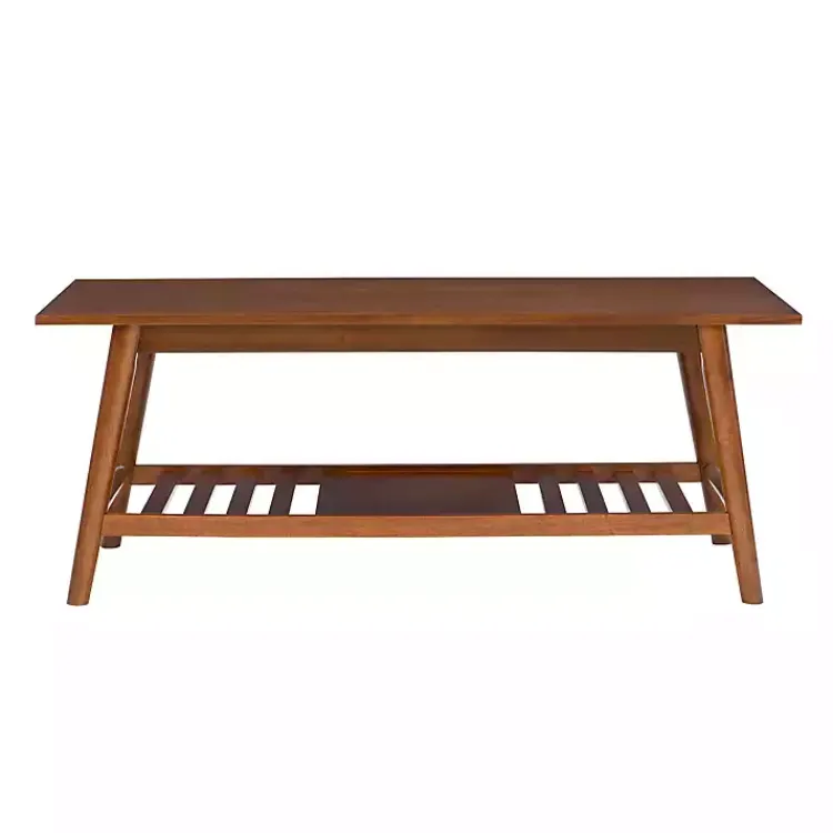 Kirklands Home Wood Slatted Bottom Shelf Coffee Table Brown Sale