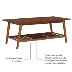 Kirklands Home Wood Slatted Bottom Shelf Coffee Table Brown Sale
