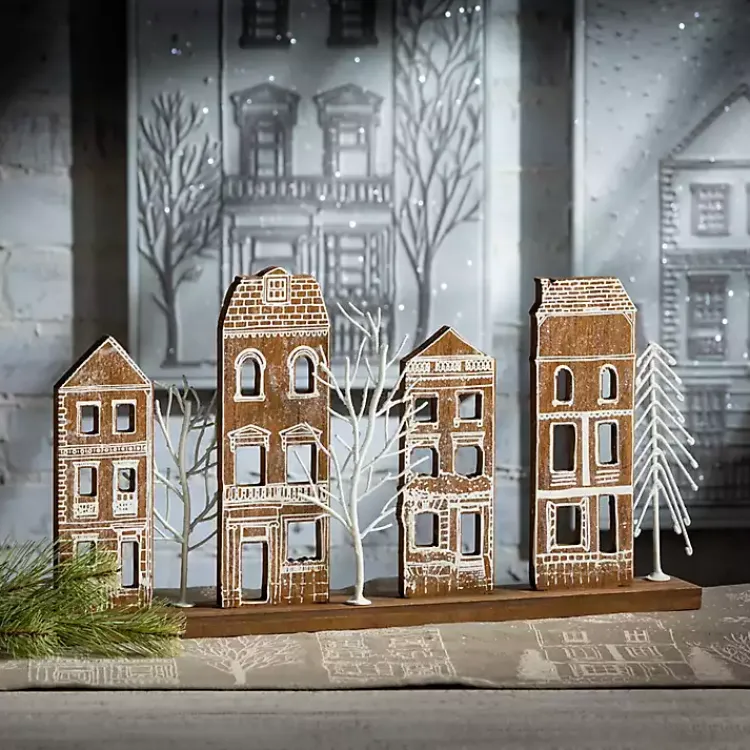 Christmas Decorations>Kirklands Home Brown Wood Tabletop Christmas Village