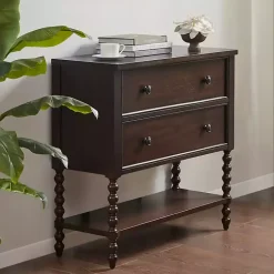 Kirklands Home Wood Turned Legs 2-Drawer Chest Brown Hot