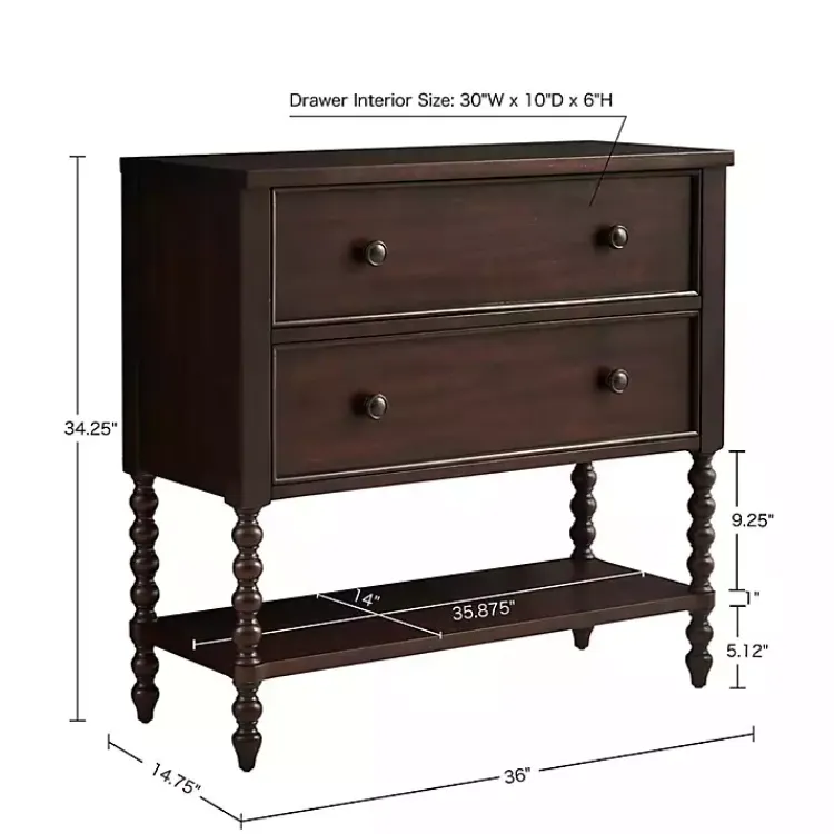 Kirklands Home Wood Turned Legs 2-Drawer Chest Brown Hot