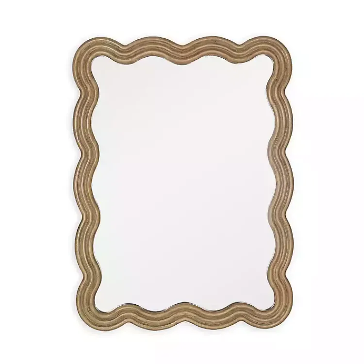 Kirklands Home Brown Wood Wavy Adria Wall Mirror Clearance