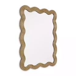 Kirklands Home Brown Wood Wavy Adria Wall Mirror Clearance