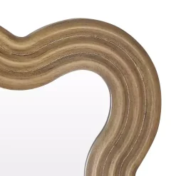 Kirklands Home Brown Wood Wavy Adria Wall Mirror Clearance