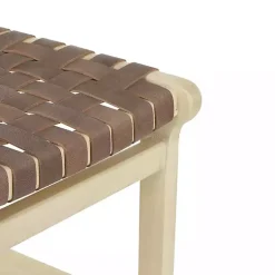 Kirklands Home Woven Leather Wooden Counter Stool Brown Hot