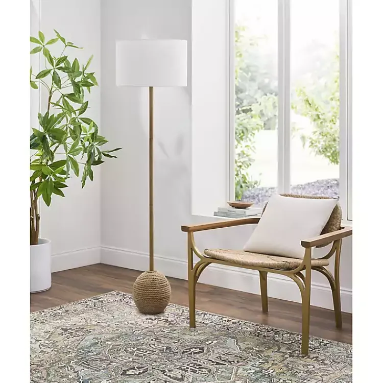 Kirklands Home Brown Woven Marni Floor Lamp White Clearance