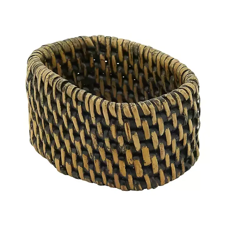 Kirklands Home Woven Rattan Oval Napkin Rings, Set of 4 Brown Hot