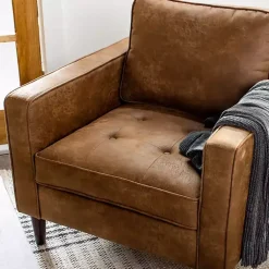 Kirklands Home Wyatt Faux Leather Armchair Brown New