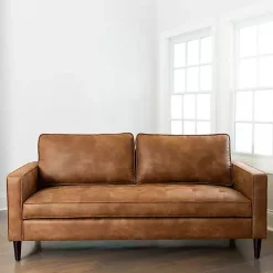 Kirklands Home Wyatt Faux Leather Sofa Brown Discount