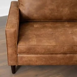 Kirklands Home Wyatt Faux Leather Sofa Brown Discount