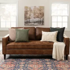 Kirklands Home Wyatt Faux Leather Sofa Brown Discount