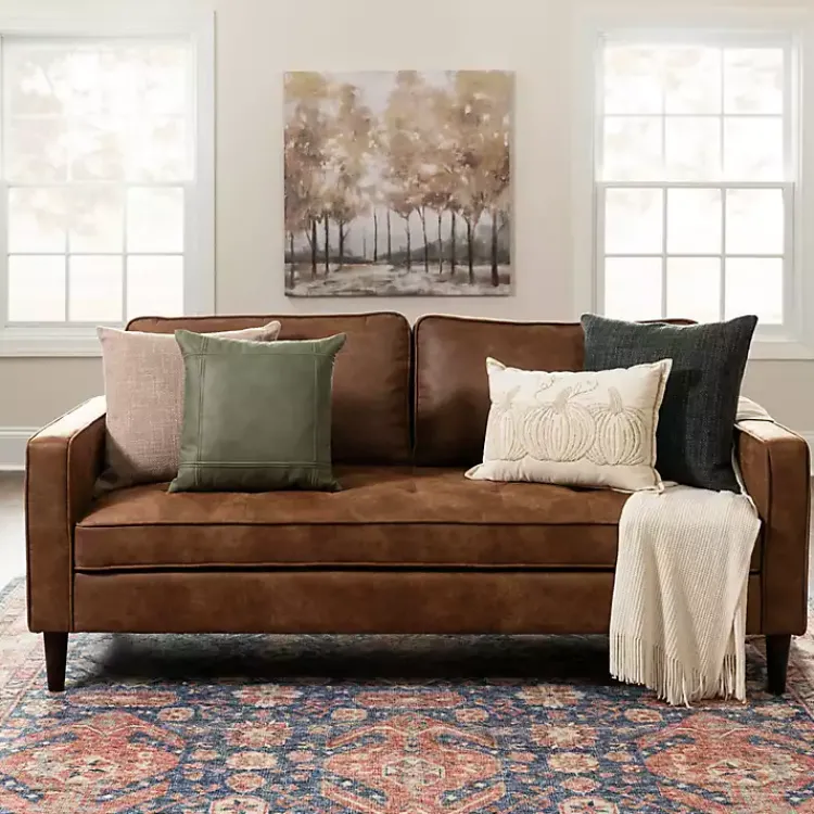 Kirklands Home Wyatt Faux Leather Sofa Brown Discount
