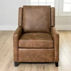 Kirklands Home Wyatt Faux Leather Recliner Brown New