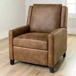 Kirklands Home Wyatt Faux Leather Recliner Brown New