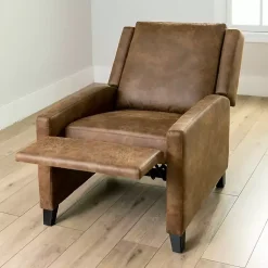 Kirklands Home Wyatt Faux Leather Recliner Brown New