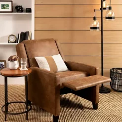 Kirklands Home Wyatt Faux Leather Recliner Brown New