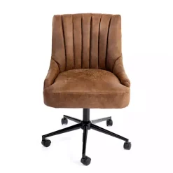 Kirklands Home Wyatt Faux Leather Swivel Office Chair Brown Best