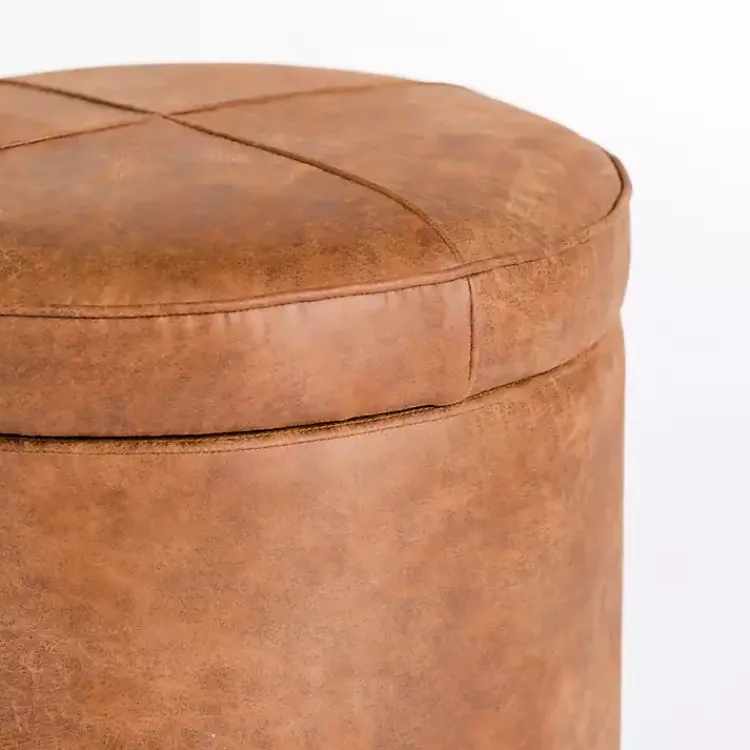 Kirklands Home Wyatt Faux Leather Storage Ottoman Brown