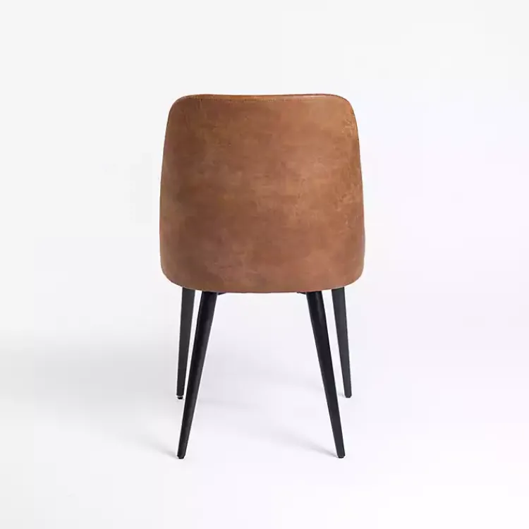 Kirklands Home Wyatt Faux Leather Dining Chairs, Set of 2 Brown New