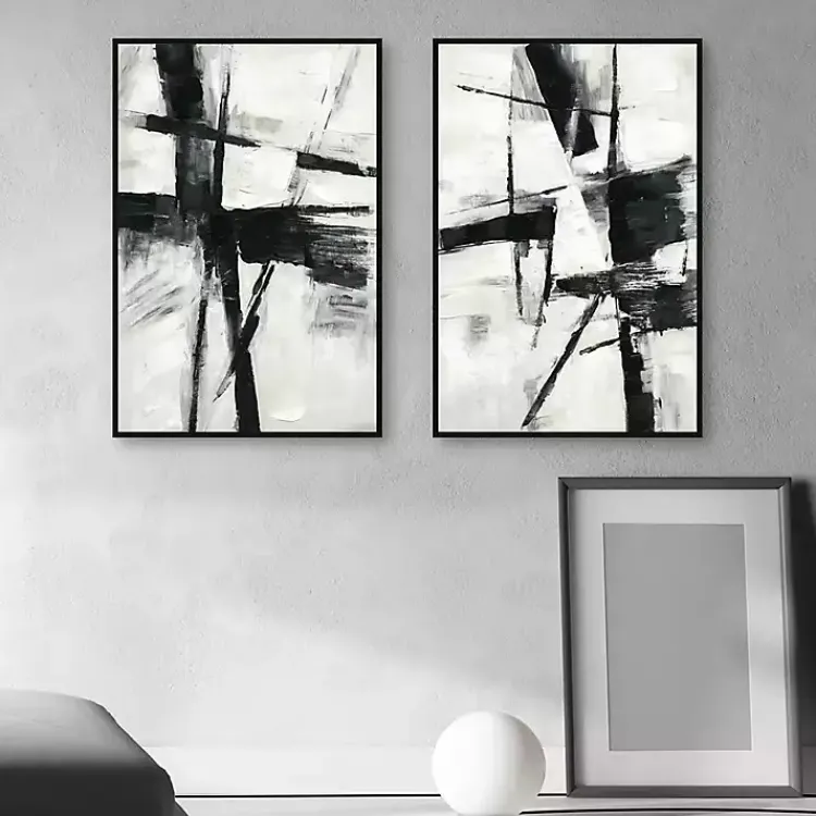 Kirklands Home Brushed Away Framed Canvas Art Prints, Set of 2 New