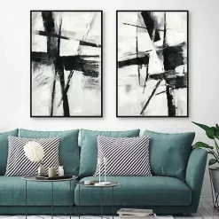 Kirklands Home Brushed Away Framed Canvas Art Prints, Set of 2 New
