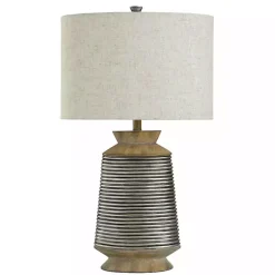 Kirklands Home Brushed Gold Ribbed Table Lamp Ivory Discount