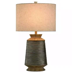 Kirklands Home Brushed Gold Ribbed Table Lamp Ivory Discount