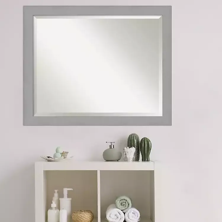 Kirklands Home Brushed Metallic Silver Frame Beveled Mirror Hot