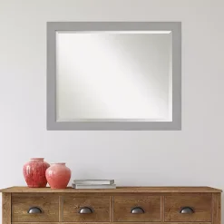 Kirklands Home Brushed Metallic Silver Frame Beveled Mirror Hot
