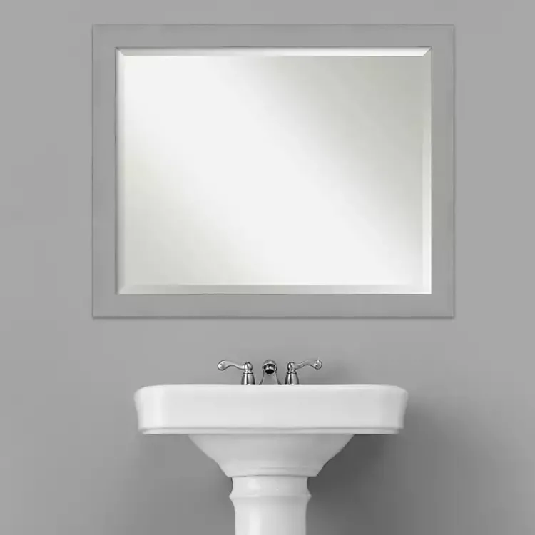 Kirklands Home Brushed Metallic Silver Frame Beveled Mirror Hot
