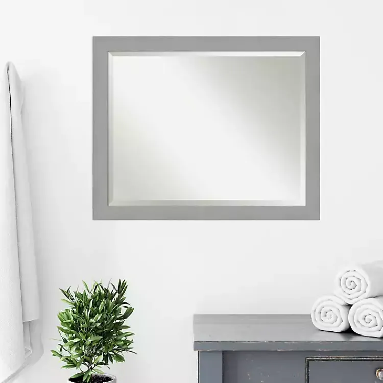 Kirklands Home Brushed Metallic Silver Frame Beveled Mirror Hot