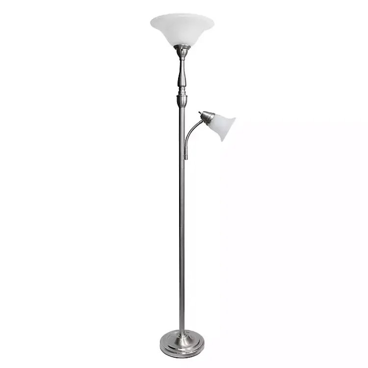 Kirklands Home Brushed Nickel Base Marble Glass Shade Floor Lamp Gray Discount