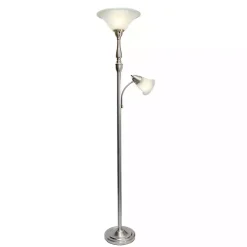 Kirklands Home Brushed Nickel Base Marble Glass Shade Floor Lamp Gray Discount
