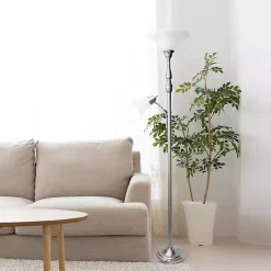 Kirklands Home Brushed Nickel Base Marble Glass Shade Floor Lamp Gray Discount
