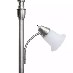 Kirklands Home Brushed Nickel Base Marble Glass Shade Floor Lamp Gray Discount